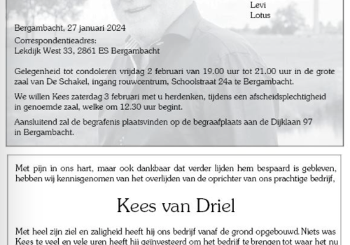 In Memoriam: Kees van Driel 